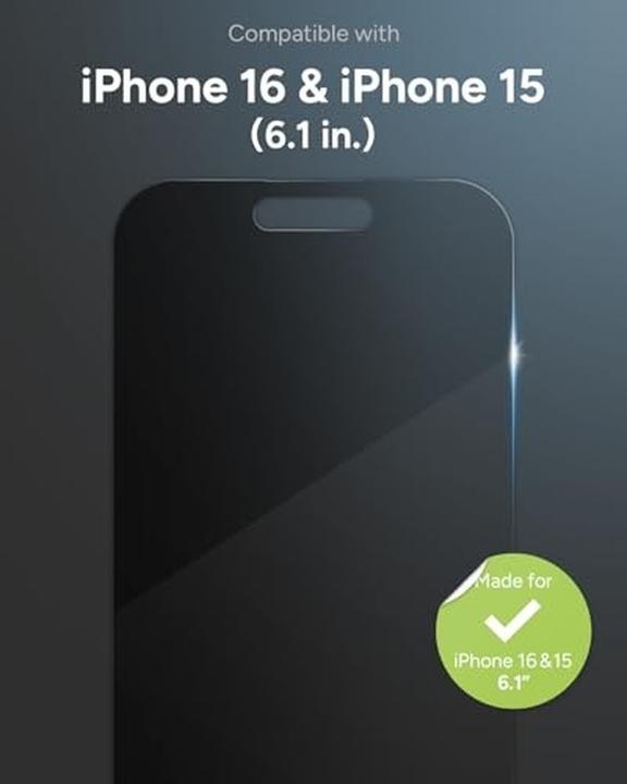Actual product image Zagg InvisibleShield Glass Elite Privacy Apple iPhone 16/15 Screen (1 pcs., Apple iPhone 15, Apple iPhone 16)