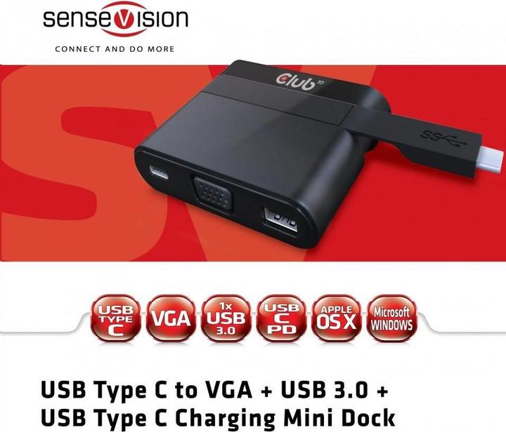 Produktbild Club 3D SenseVision Mini Dock (USB-C, 1 Port)
