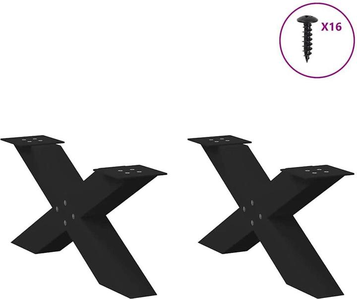 Image du produit vidaXL Pieds de table basse en X 2 pcs. noir 70x(30-31) cm acier Pied de table