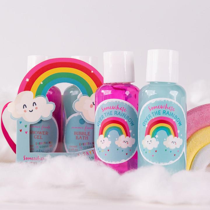 Actual product image Accentra Bath set OVER THE RAINBOW in gift box, incl. 100ml shower gel, 100ml bubble bath, fragrance: Summer (Hair care set)