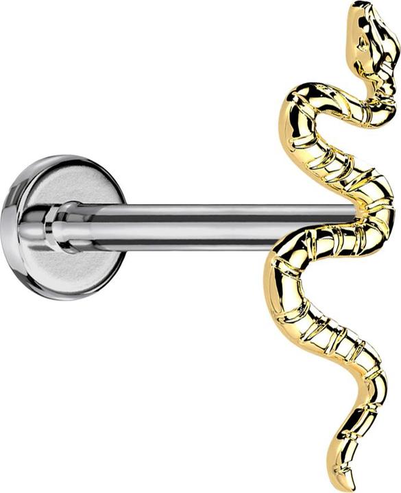 Produktbild Star Piercing Micro Threadless Labret silber Schlange vergoldet (ohne Messing, Titan)