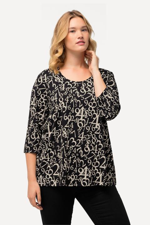 Actual product image Ulla Popken Number Print 3/4 Sleeve Tee (50, 52)