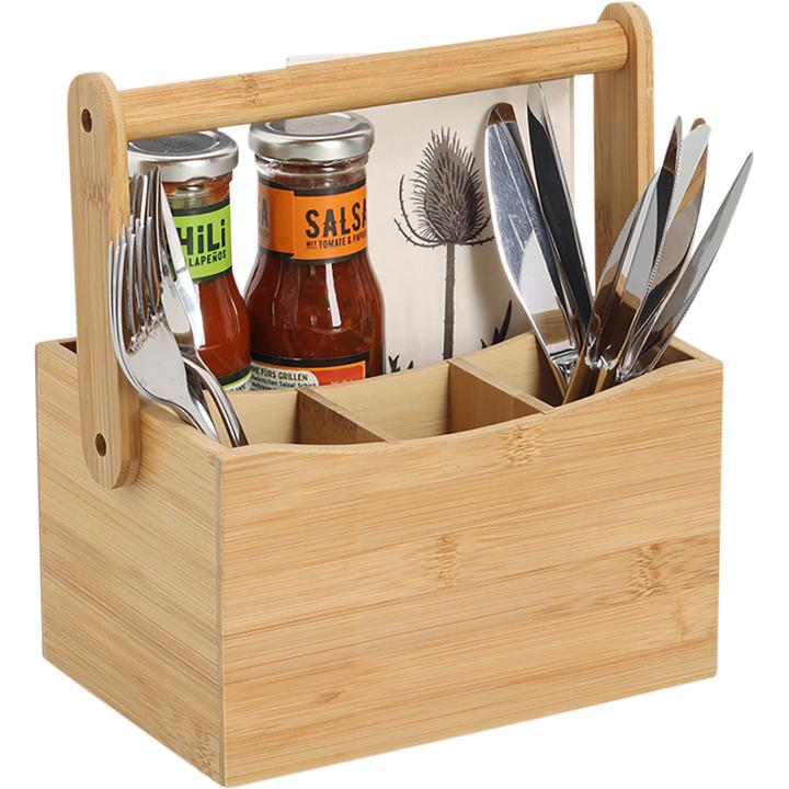 Actual product image Zeller Present Besteck- und Serviettenhalter Bambus 21.5x14x12/23 cm