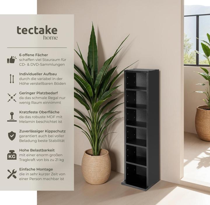 Actual product image tectake CD stand shelf (21 x 20 x 90 cm)