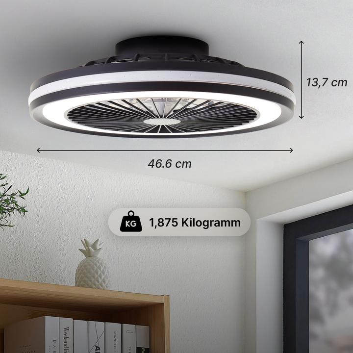 Productafbeelding Brilliant Palmero LED plafondlamp 46,5cm met ventilator zwart (5000 lm)