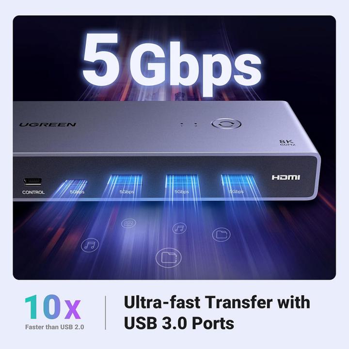Produktbild Ugreen Kvm Switch 2 Port USB-C/Hdmi CM692 25961