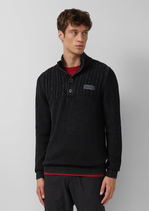 Produktbild s.Oliver Strickpullover Strukturmix-Troyer aus Baumwolle mit Garment Dye (S)