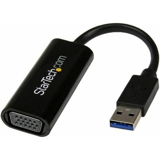 StarTech Slim USB 3.0 VGA Video Adapter (USB-A, 1 Ports), Dockingstation + USB Hub, Schwarz