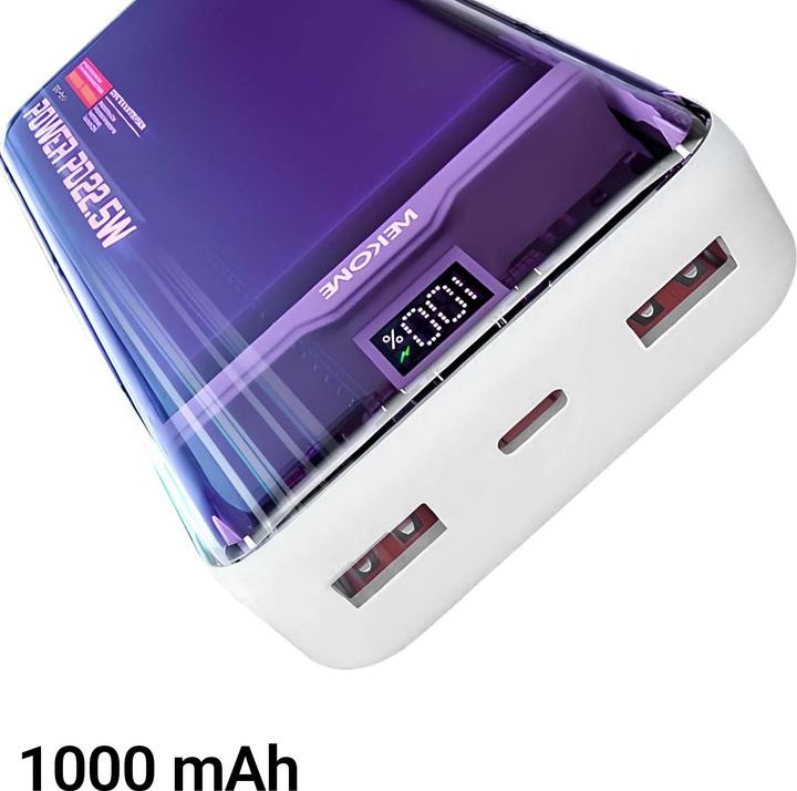Actual product image Wekome WP-353 Vanguard-Serie – Powerbank 10000 mAh PD 20 W + QC 22,5 W (Lila / Transparent) (10000 mAh, 22.50 W, 37 Wh)