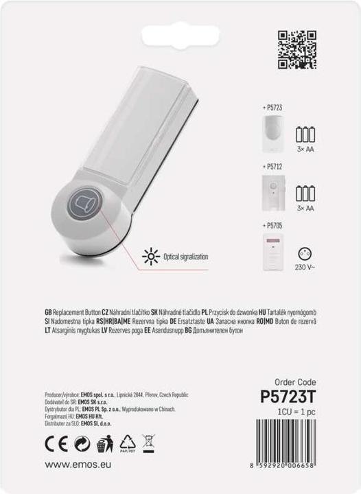 Actual product image Emos Replacement button for wireless doorbell P5723