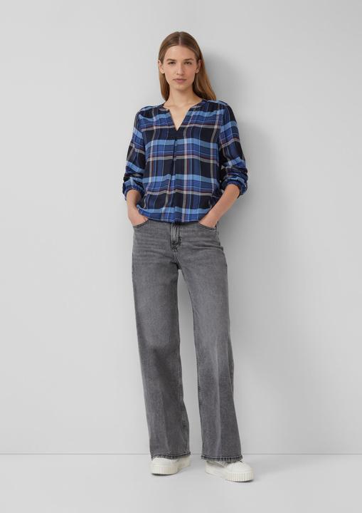 Immagine prodotto s.Oliver Bluse Karo-Bluse mit Faltendetail und elastischen Ärmelbündchen (36)