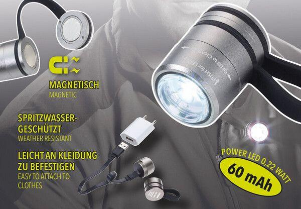 Actual product image Troika ECO RUN torch with LED light, 3 light functions, incl. charging cable, mat grey/black (3.60 cm)
