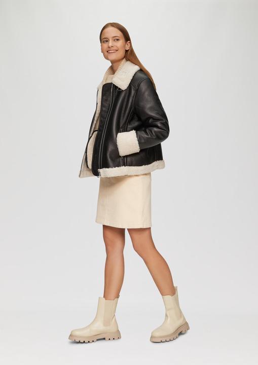 Produktbild S.Oliver Outdoor-Jacke Jacke aus Lederimitat mit Teddyplüsch (46)