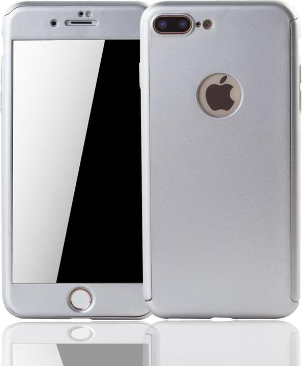 Produktbild König Design Schutz Handy Hülle für Apple iPhone 7 Plus Full Case Cover Displayschutz Silber (Apple iPhone 7 Plus)