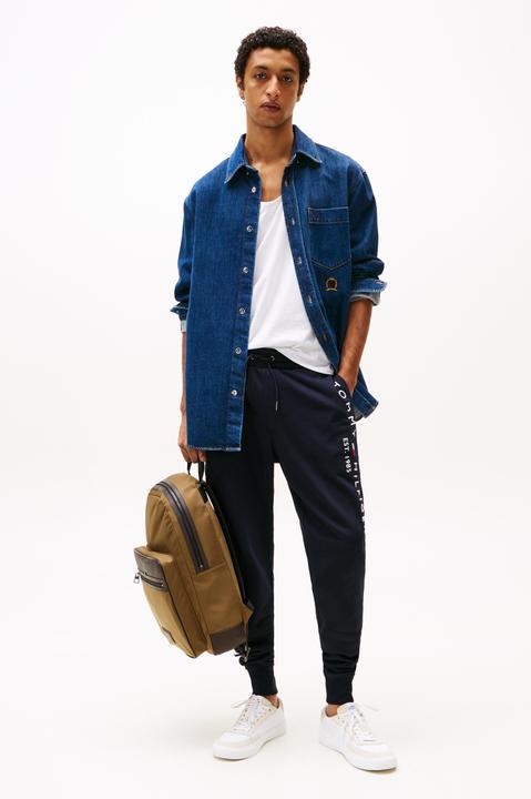 Productafbeelding Tommy Hilfiger Heren Tommy Logo Sweatpants Katoenen Sweatpants, Blauw (Desert Sky), M (M)