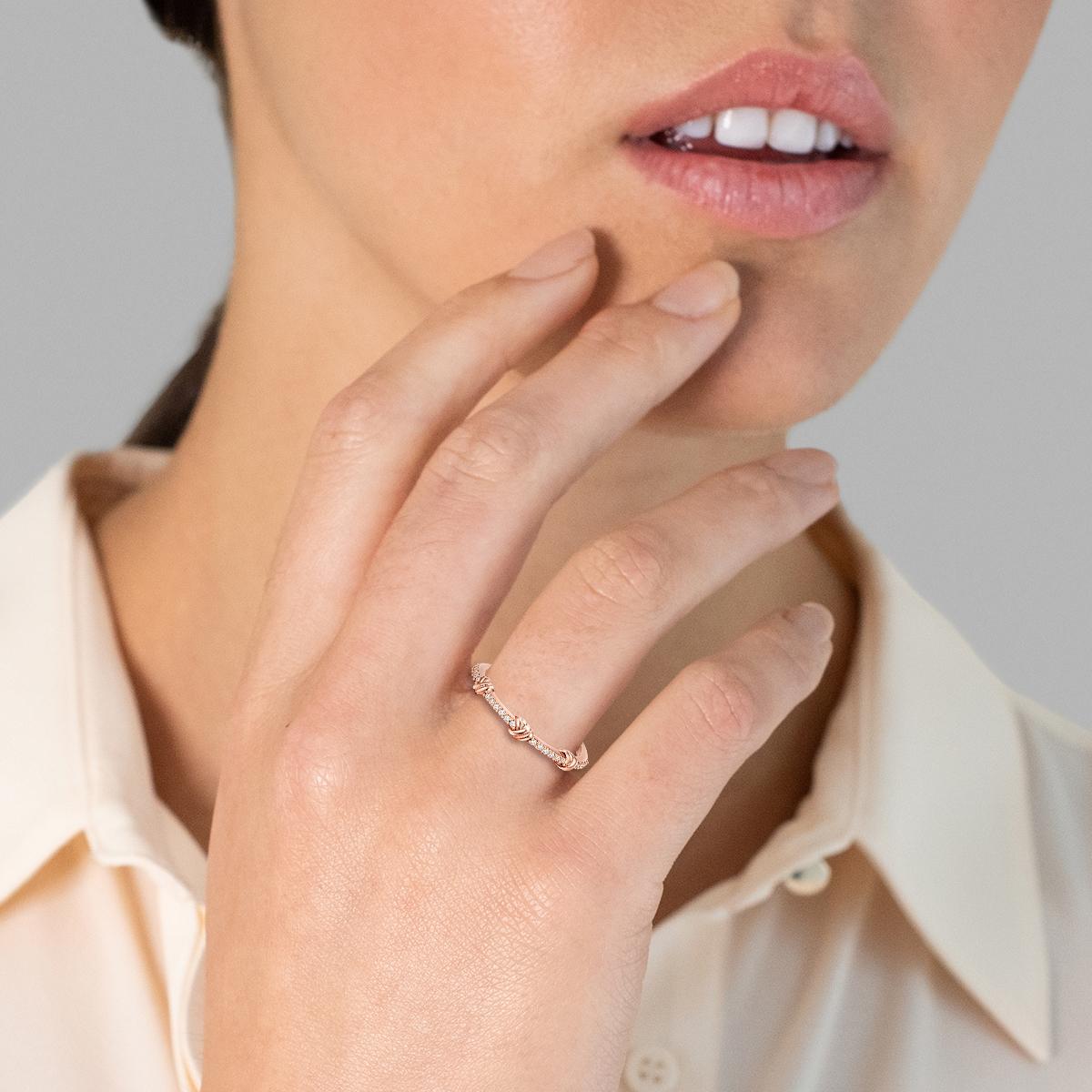 Thumbnail - Glanzstücke München, Ring, Damen Sterling Silber Zirkonia roségold - 24481, (50, 925 Silber)