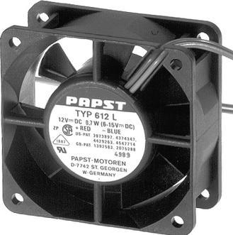 Actual product image Papst Sleeve bearing axial fan,40.9cu.m/h12Vdc (60 mm)
