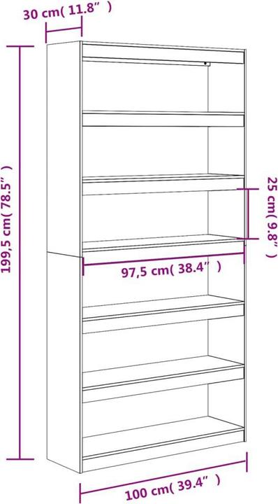 Produktbild vidaXL Candide (100 x 30 x 199.5 cm)