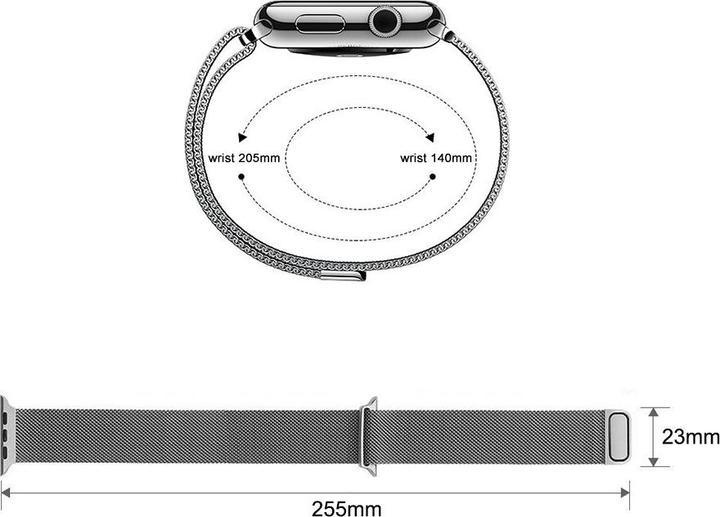 Produktbild PhoneLook Mailänder Stahlarmband silber 38mm / 40mm / 41mm (38 mm, 40 mm, 41 mm, Aluminium)