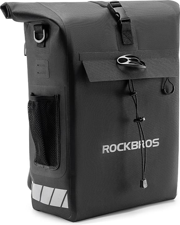 Image du produit Rockbros Bike Bag with Backpack Function, Waterproof, with Helmet Attachment 18l - Black (18 l, Sac de porte-bagages)