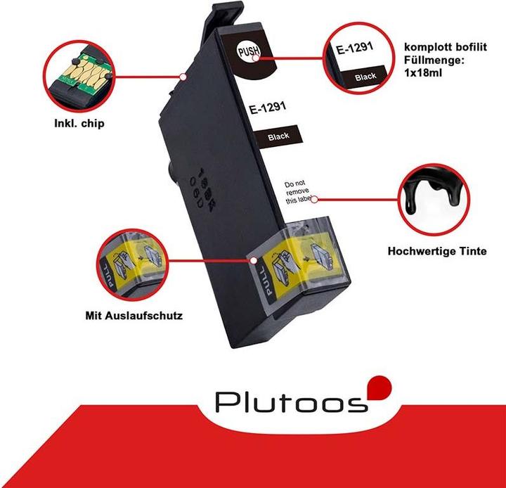 Produktbild Plutoos Epson T1291XL Patrone XXL kompatibel, Black C 13 T 12914010 (BK)
