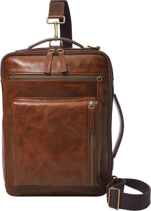 Actual product image Fossil Leather Messenger Bag with Adjustable Shoulder Strap and Laptop Compartment (13")