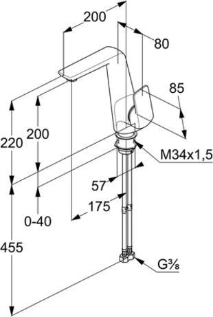 Actual product image Kludi AMEO basin mixer without pop-up waste