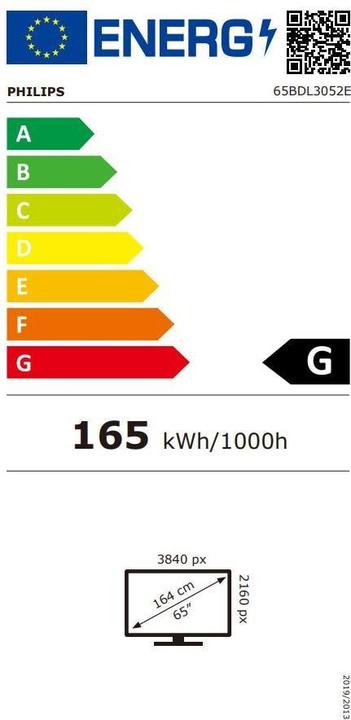 Label énergétique Philips E-Line 65BDL3052E /UHD/ /Android8.0 (3840 x 2160 pixels, 65")