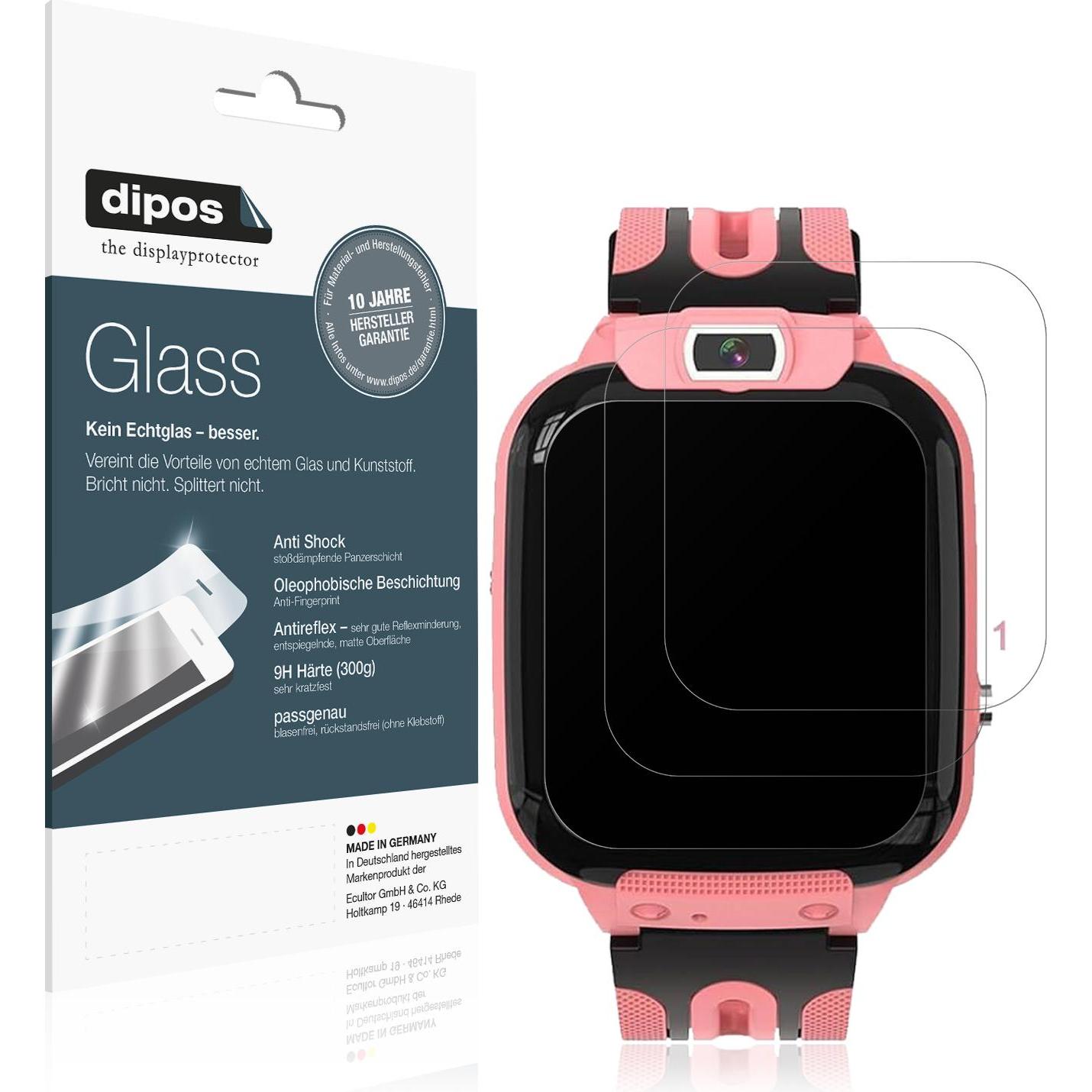 Dipos Anti-Shock Displayschutz Matt 9H, Smartwatch Schutzfolie, Transparent