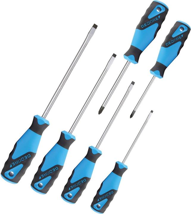 Produktbild Gedore Schraubendreher-Satz, 6-teilig, Für Schlitz- und Kreuzschlitzschrauben, Ergonomischer Griff (Phillipps-Kreuzschlitz (PH), Schlitzschrauben)