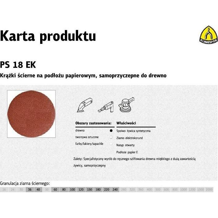 Thumbnail - Klingspor, Schleifmittel, KRĄŻEK ŚCIERNY SAMOPRZYCZEPNY 150mm PS18EK gr.100 /50szt.