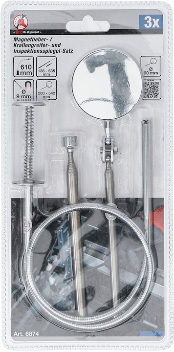 Image du produit BGS Kit de crics magnétiques / pinces à griffes et miroirs d'inspection 3 pièces
