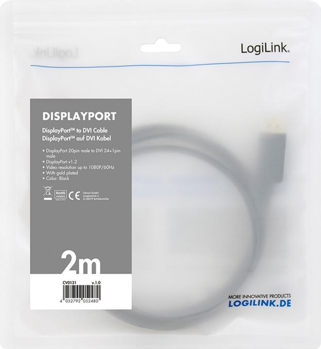 Actual product image LogiLink DisplayPort — DVI (2 m, DisplayPort, 1.2)