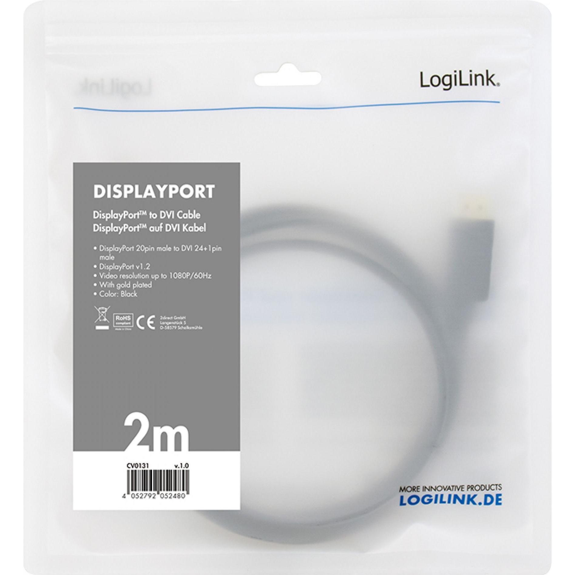 Thumbnail - LogiLink DisplayPort — DVI (3 m, DisplayPort), Video Kabel
