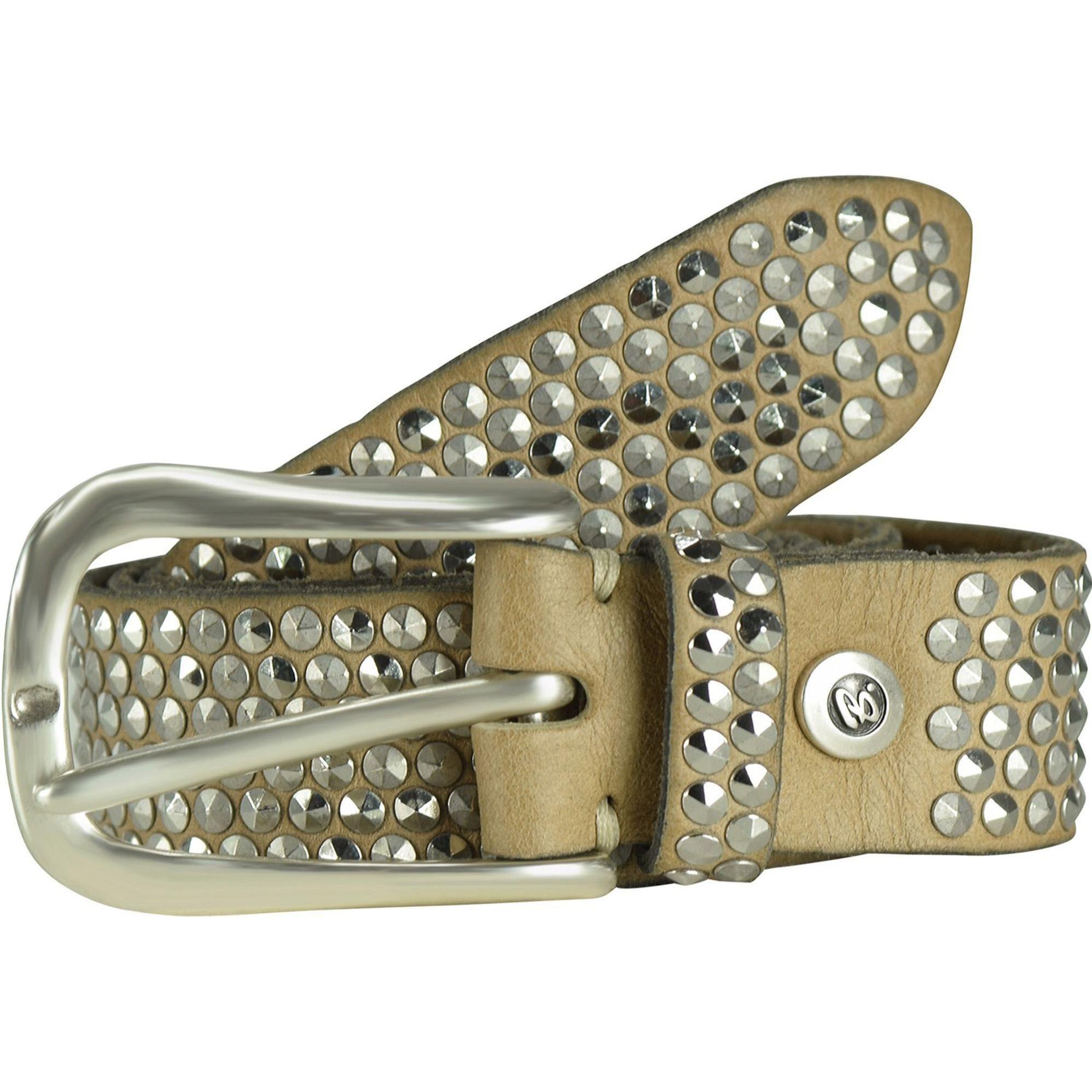 B.Belt, Damen, Gürtel, Nietengürtel Leder, Beige, (85)