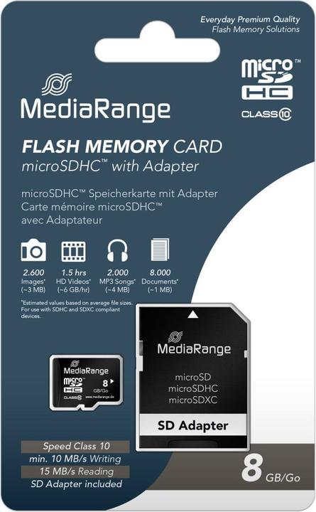 Productafbeelding MediaRange MR957 (8 GB, microSDHC, U1)