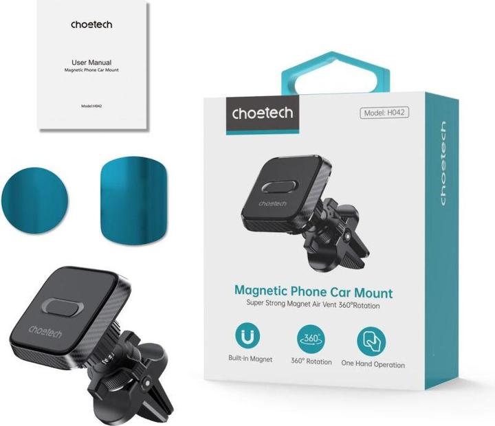 Image du produit Choetech H042 support voiture magnétique pour grille d'aération - noir