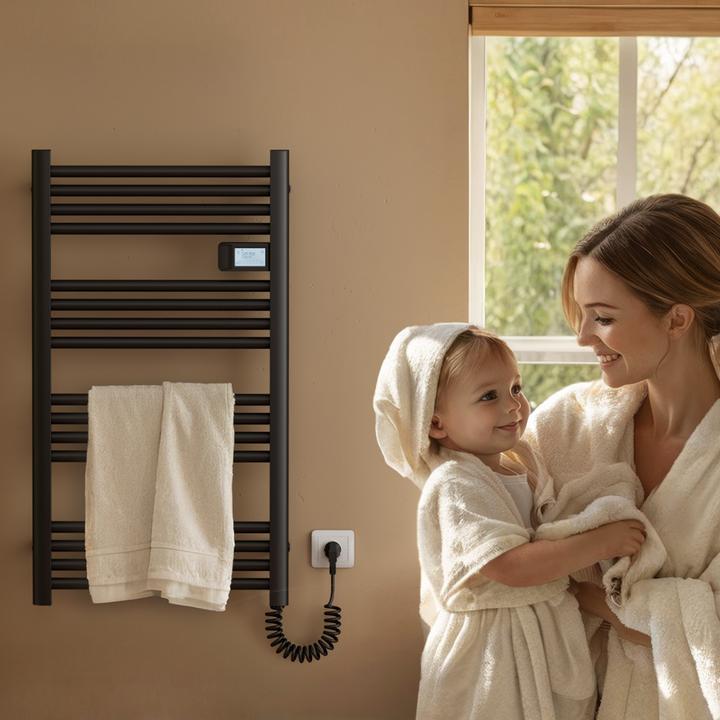 Produktbild Emke Badheizkörper Handtuchhalter Einstellbare Temperaturregelung 96x54cm Schwarz 500W (500 W)