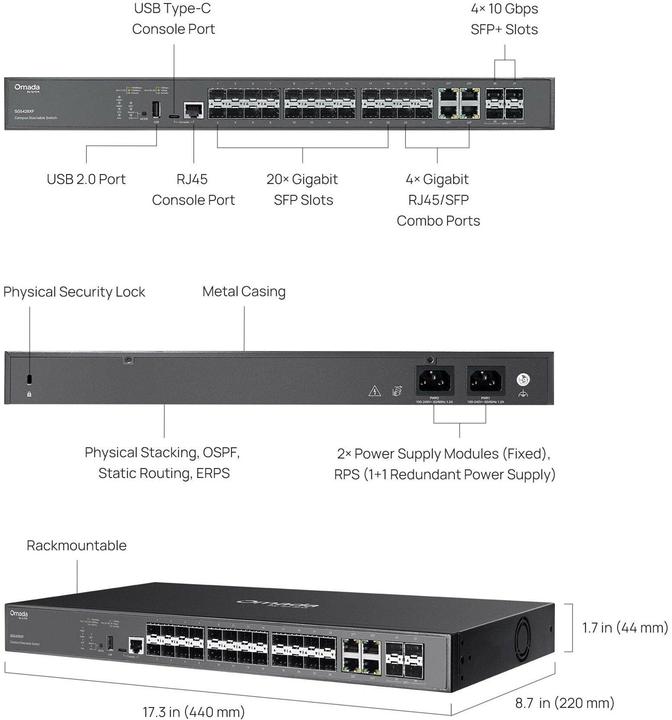 Produktbild TP-Link 24-PORT SFP L3 MANAGED SWITCH (28 Ports)