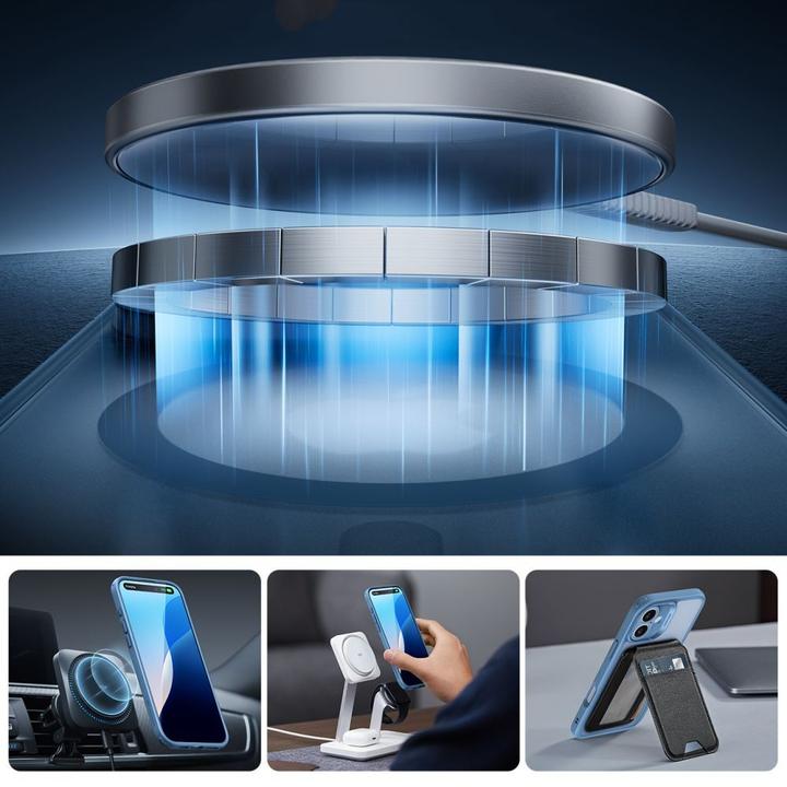 Productafbeelding ESR Etui Classic Pro Set Halolock MagSafe na iPhone 16 - niebieskie (Apple iPhone 16)