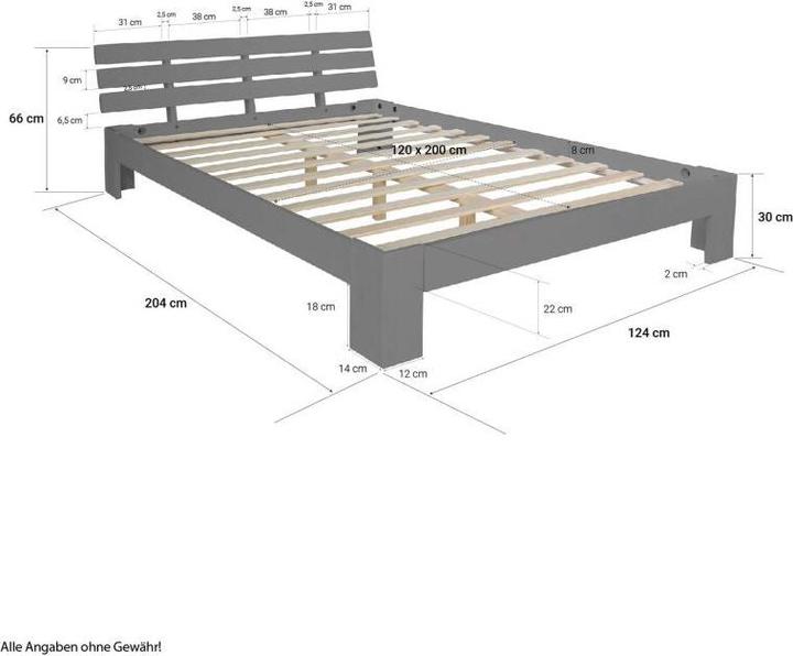 Immagine prodotto Homestyle4u Holzbett mit Matratze & Lattenrost (120 x 200 cm)