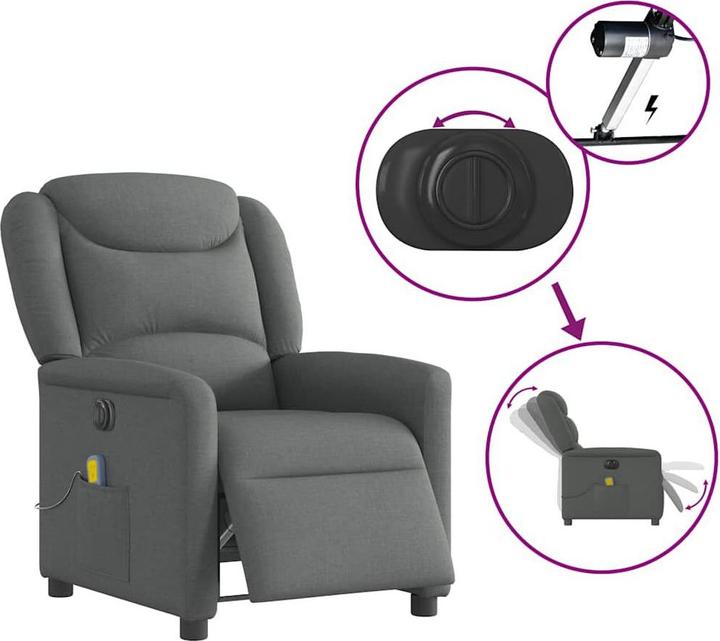 Produktbild vidaXL Massagesessel Elektrisch Dunkelgrau Stoff
