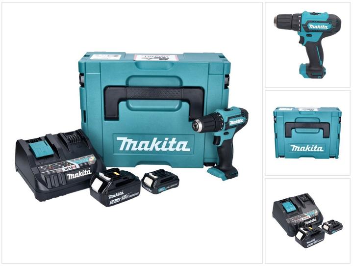 Produktbild Makita DF 333 DNX12 Akku Bohrschrauber 12 V 30 Nm + 1x Akku 2,0 Ah + 1x Akku 18 V 5,0 Ah + Ladegerät (Akkubetrieb)