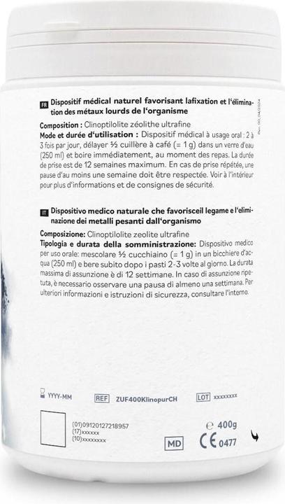 Nährwerte und Zutaten Zeolith MED Klinopur (1 Stück, 400 g)