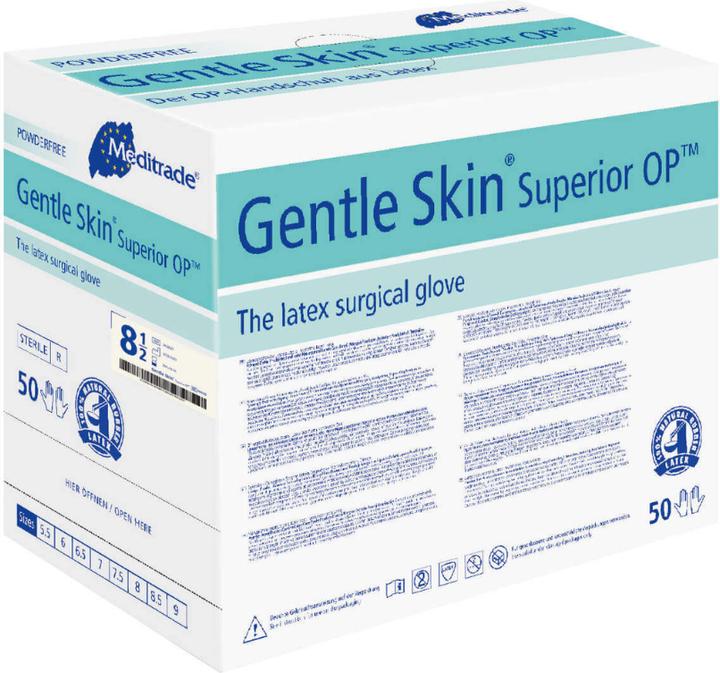 Meditrade unisex surgical gloves Gentle Skin® Superior OP™ white size 8.5 50 pcs.