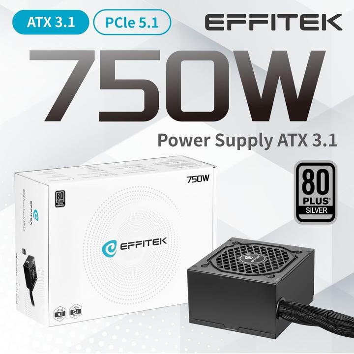 Actual product image Effitek Netzteil 750W Silver ATX 3.1, PCI 5.1 (750 W)