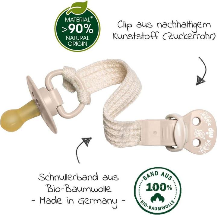 Produktbild NIP Schnullerketten Schnullerband stay green - aus Bio-Baumwolle - Beige (1 x)