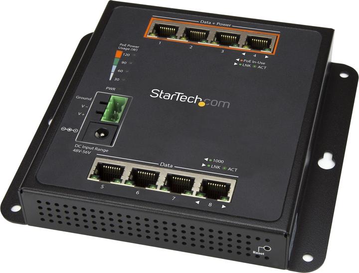 Produktbild StarTech 8 Port POE Managed Ethernet Switch - 30W per PoE+ Port - Industrieller managed Wandmontage Netzwe... (8 Ports)