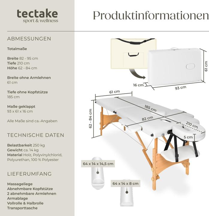 Image du produit tectake Ensemble de table de massage Freddi avec rouleaux de massage