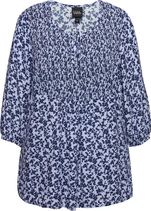 Produktbild Ulla Popken Smokbluse, Blüten, A-Linie, Rundhals, 3/4-Arm (50, 52)